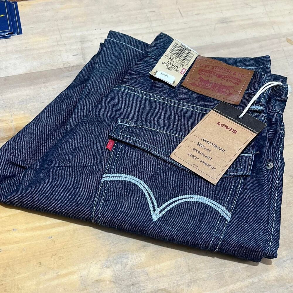 Levi-s Men's Navy and Blue Jeans